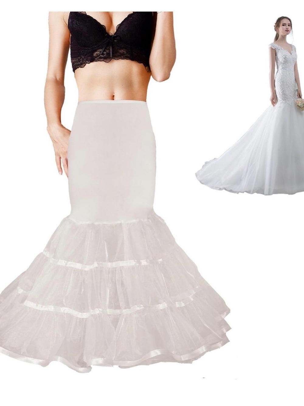 White Mermaid Tulle Layered Petticoat Skirt